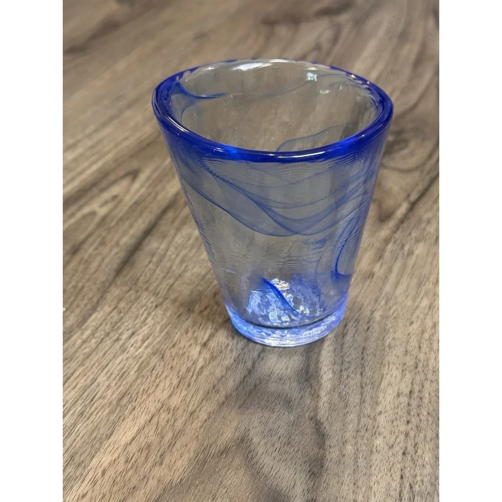 Kosta Boda Ulrica Hydman-Vallien UVH Blue Art Glass Vase Asymmetrical Sweden